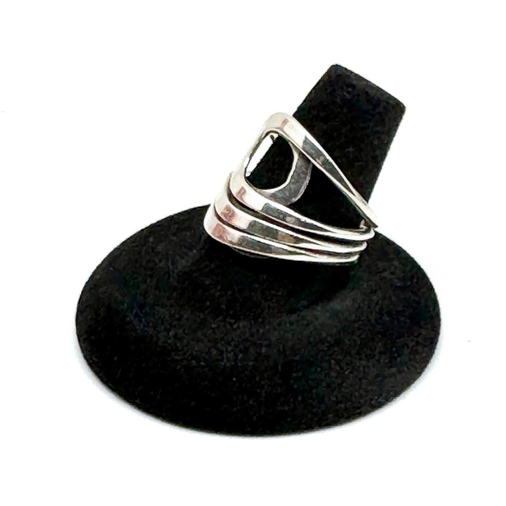 Sterling Silver Abstract Geometric Ring Split Band Overlap Loop Design Size 8 - Picture 2 of 10